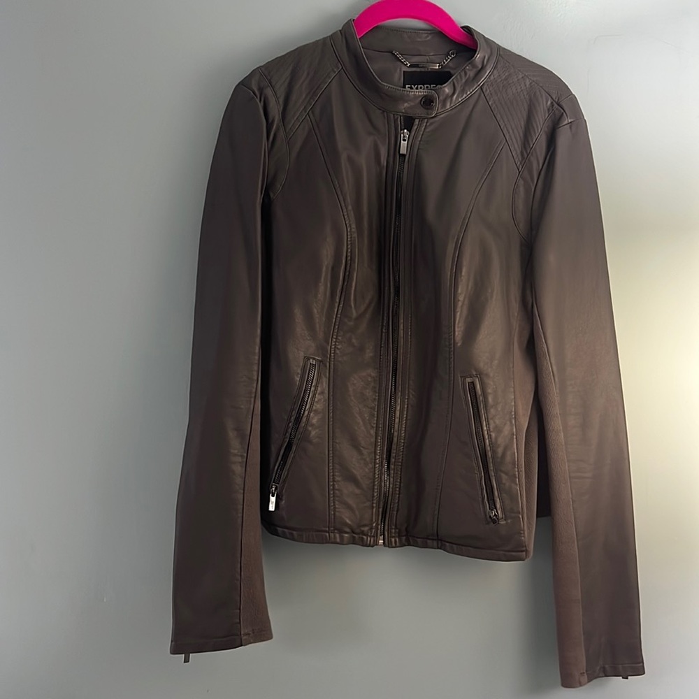 Gray express faux leather jacket